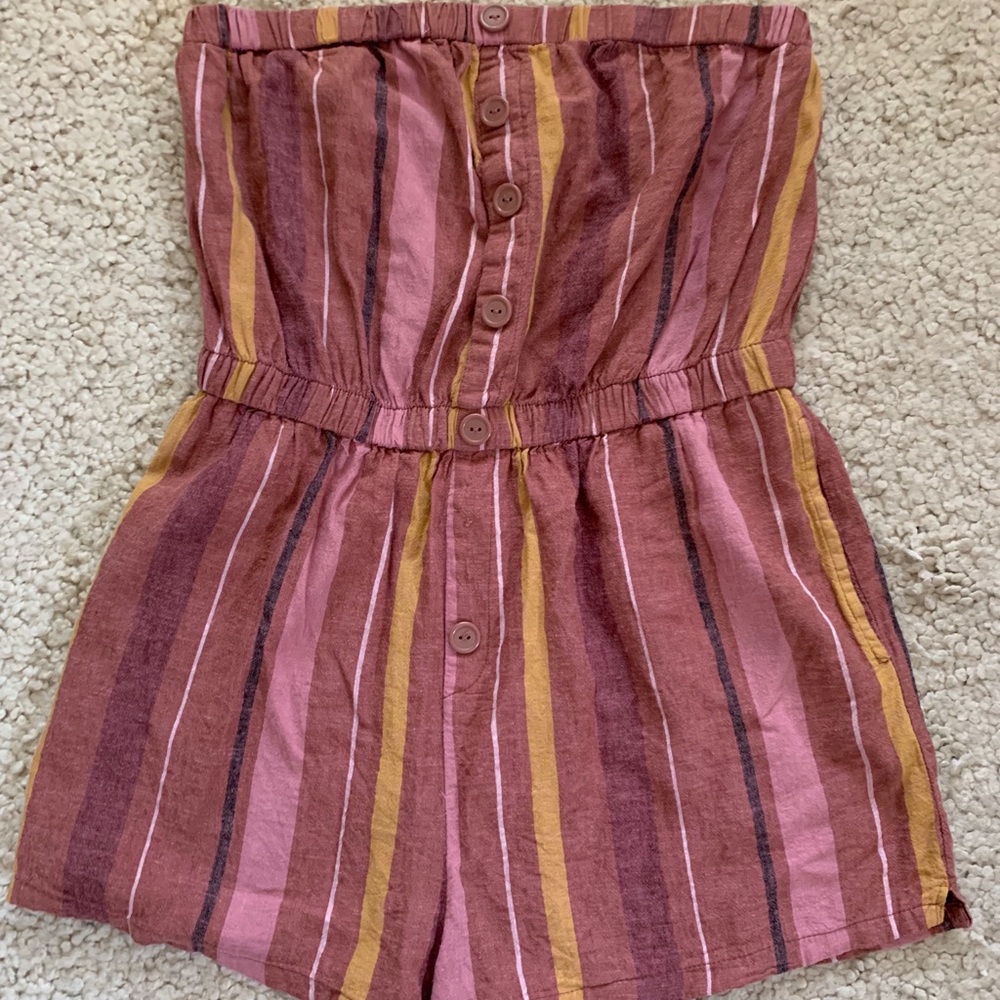 Urban Outfitters Vertical Stripe Strapless Romper